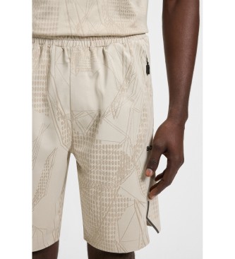 BOSS Short en tissu multi-extensible avec imprim actif beige