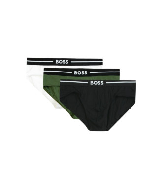 BOSS Paquet de 3 slips Bold vert, noir, blanc