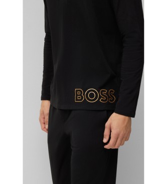 BOSS Sweatshirt mit Kapuze schwarzer Druck