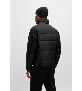 BOSS Water-repellent quilted jacket with logo print   Black