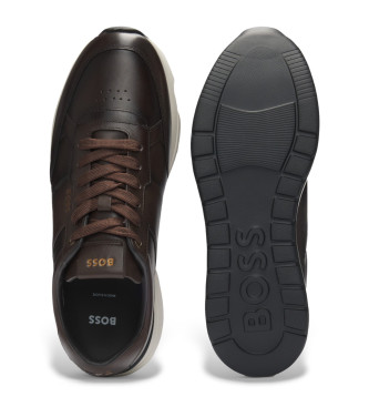 BOSS Brown Jace Leather Sneakers