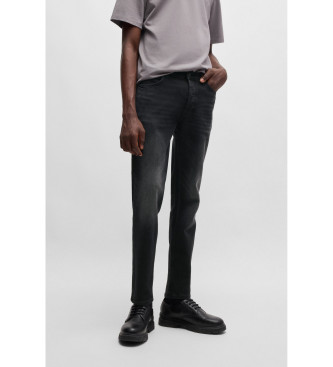 BOSS Jeans dalla vestibilit affusolata in denim stretch nero intenso