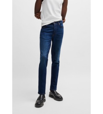 BOSS Jeans med avsmalnande passform i marinbl denim med stretch