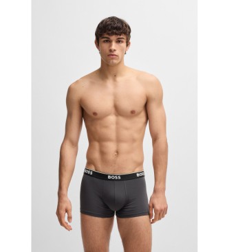 BOSS Conjunto 3 Cales boxer com logtipos na cintura preto, cinzento