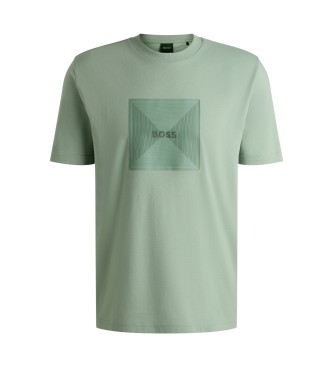 BOSS Camiseta con logo de diseo en lneas finas verde