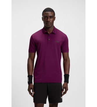 BOSS Polo con illustrazione a quadri lilla