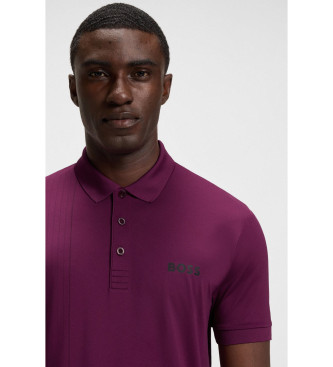 BOSS Polo con illustrazione a quadri lilla