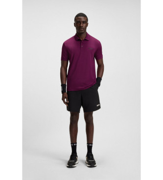 BOSS Polo con illustrazione a quadri lilla