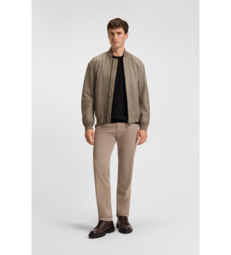 BOSS Usnjena jakna v rjavem slogu