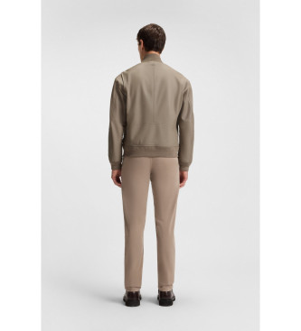 BOSS Usnjena jakna v rjavem slogu