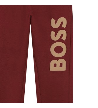 BOSS Burgundowe spodnie joggery 