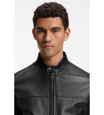 BOSS Veste en cuir Joslay noire