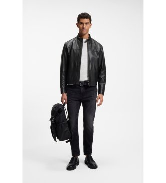 BOSS Veste en cuir Joslay noire