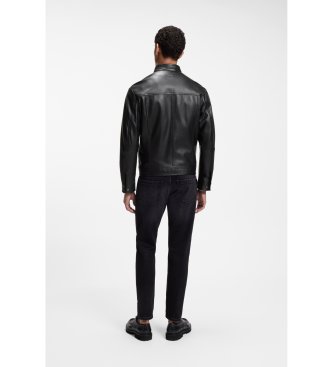 BOSS Veste en cuir Joslay noire
