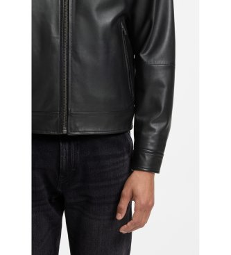 BOSS Veste en cuir Joslay noire