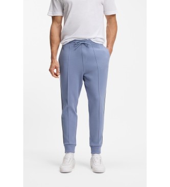 BOSS Pantalon droit avec passepoil bleu