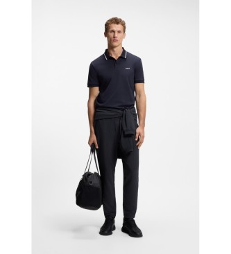 BOSS Pantalon en maille extensible marine