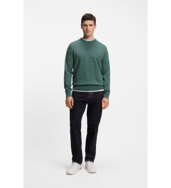 BOSS Temno zelen pulover Kanovano