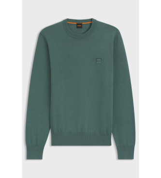 BOSS Temno zelen pulover Kanovano