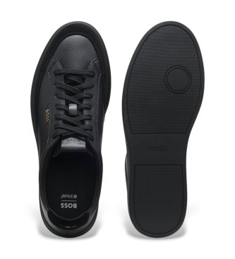 BOSS Kieran Tenn black leather sneakers