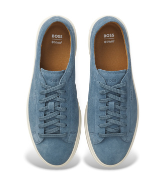 BOSS Kieran Leren Sneakers Blauw