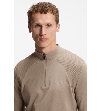 BOSS Dzianinowy sweter z mieszanki bawełny, brązowy