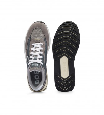 BOSS Grau gemischte Leder-Sneakers
