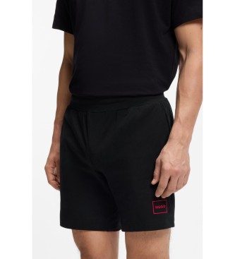 HUGO Kratke hlače Bombažna elastična logotip uokvirjen logotip črna