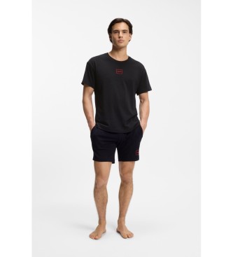 HUGO T-shirt en coton extensible avec logo noir