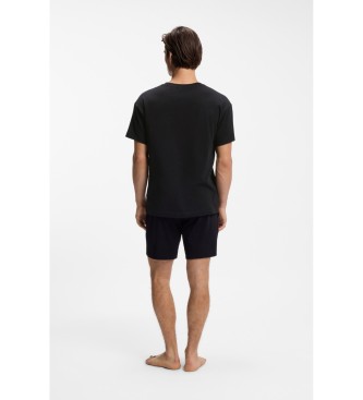 HUGO T-shirt en coton extensible avec logo noir