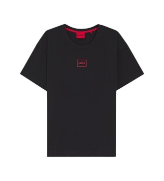 HUGO T-shirt en coton extensible avec logo noir