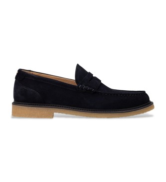 BOSS Mocassini in pelle crepe blu navy