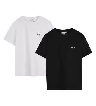 BOSS Lote de 2 camisetas de manga corta con logo estampado blanco, negro