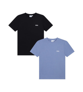 BOSS Set de 2 T-Shirts noir, bleu