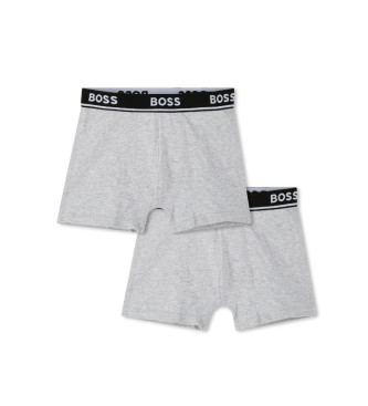 BOSS 2er-Set einfarbige Boxershorts grau