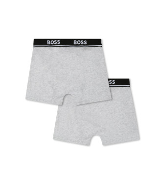 BOSS 2er-Set einfarbige Boxershorts grau