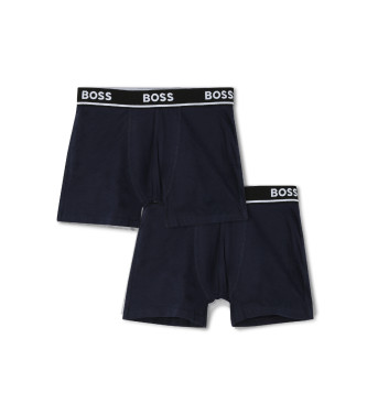 BOSS Set om 2 enfrgade marinbl boxershorts