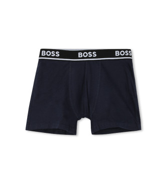 BOSS Set om 2 enfrgade marinbl boxershorts