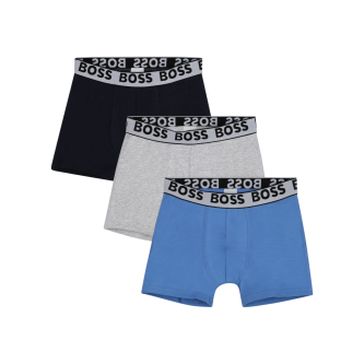 BOSS Set di 3 boxer elastici, nero, grigio, blu