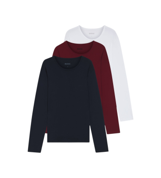 BOSS Set di 3 magliette classiche blu navy, bordeaux e bianche