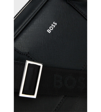 BOSS Maleta de couro Zair preta