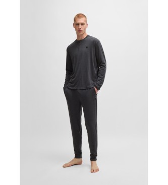 BOSS Regular fit pyjama met geborduurde Double B monogrammen   donkergrijs