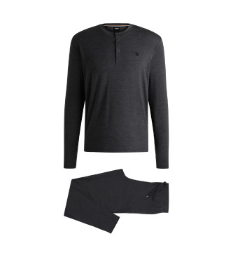 BOSS Pijama regular fit con monogramas Double B bordados   gris oscuro