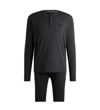 BOSS Pijama regular fit con monogramas Double B bordados   gris oscuro