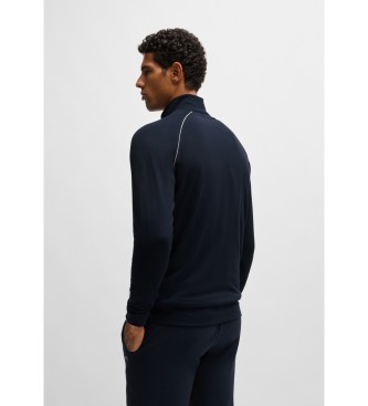 BOSS Giubbotto in cotone stretch con logo ricamato blu navy