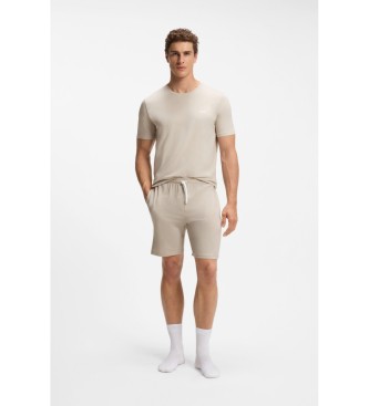BOSS T-shirt beige in cotone elasticizzato con logo ricamato