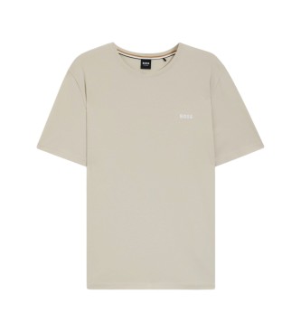 BOSS T-shirt beige in cotone elasticizzato con logo ricamato
