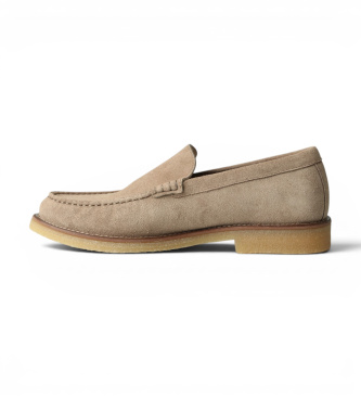 BOSS Leren mocassins Kope middenbeige