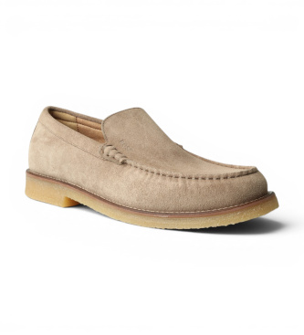 BOSS Leren mocassins Kope middenbeige