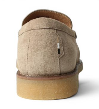 BOSS Leren mocassins Kope middenbeige